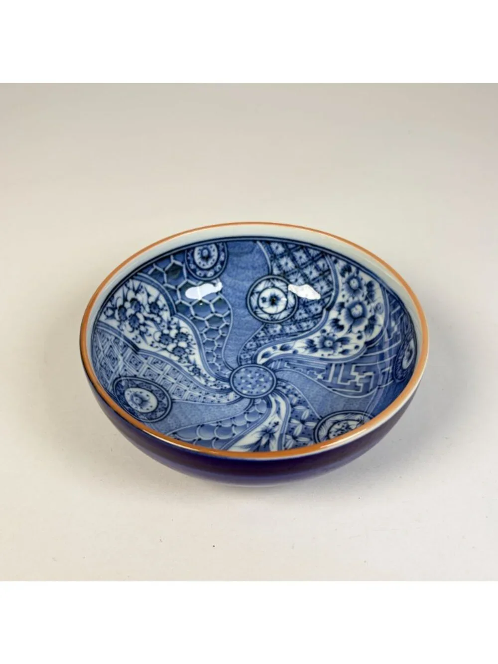 Vintage Takahashi San Fransisco Porcelain Dipping Bowl Blue White Floral